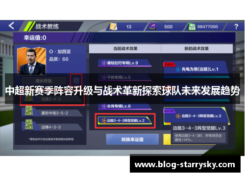 中超新赛季阵容升级与战术革新探索球队未来发展趋势